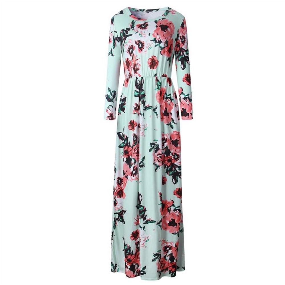 Reb & J Maxi Turq Floral dress sz 16